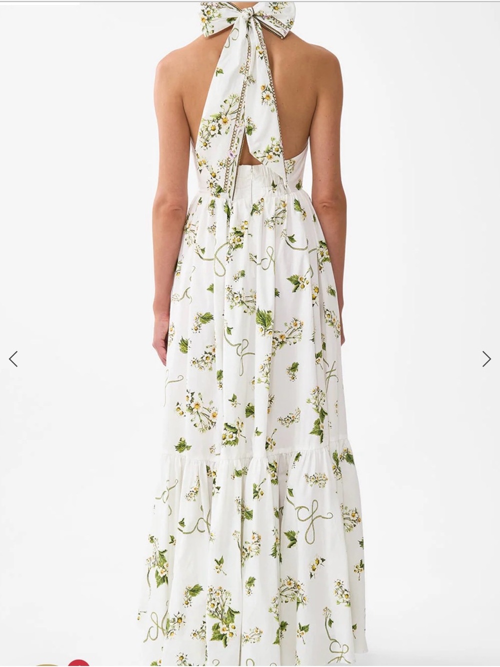Camilla Ruffle Hem Embellished Halter Dress Botanical Utopia - Picture 2 of 4